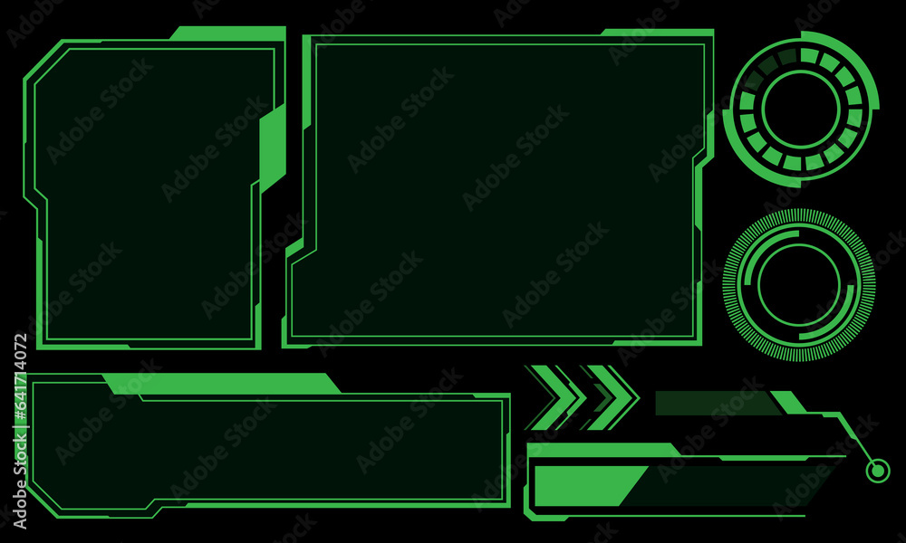 Poster hud frames green user interface elements design modern technology futuristic control panel screen di