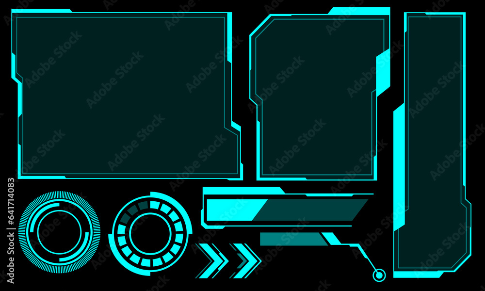 Aufkleber hud frames blue user interface elements design modern technology futuristic control panel screen dig