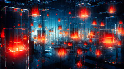 Layers of translucent firewalls, each more intricate than the last, with data packets trying to penetrate through