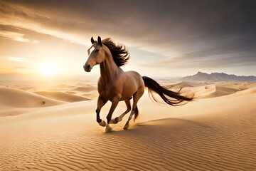 Obraz na płótnie Canvas red horse in desert