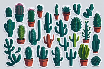 Colorful cactus vector illustration with soft background.