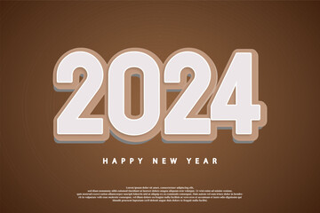 pure white numbers on a brown background. new year 2024.