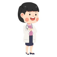  Happy female Doctor cartoon character