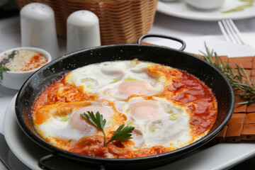 Italian shakshuka - Poached eggs in tomato sauce - a healthy one-pan meal