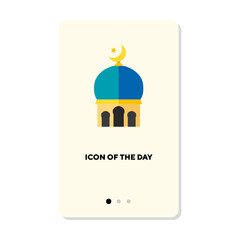 Muslim symbol flat vector icon. Muslim mosque dome with crescent moon isolated vector sign. Culture and religion concept. Vector illustration symbol elements for web design and apps
