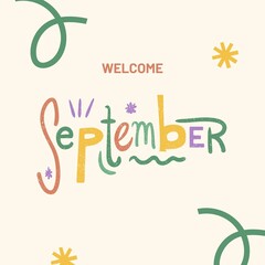 Hello September day post design for social media, new month post, 1st September