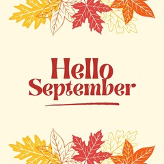 Hello September day post design for social media, new month post, 1st September