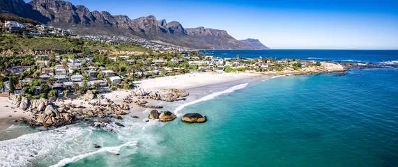 Foto auf Acrylglas Camps Bay Beach, Kapstadt, Südafrika Aerial view of Clifton beach in Cape Town, Western Cape, South Africa