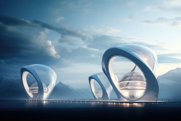 Futuristic environmentally friendly power plant of the future