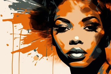 Beautiful black woman illustration, artistic concept with vibrant colors, African culture. Generative AI