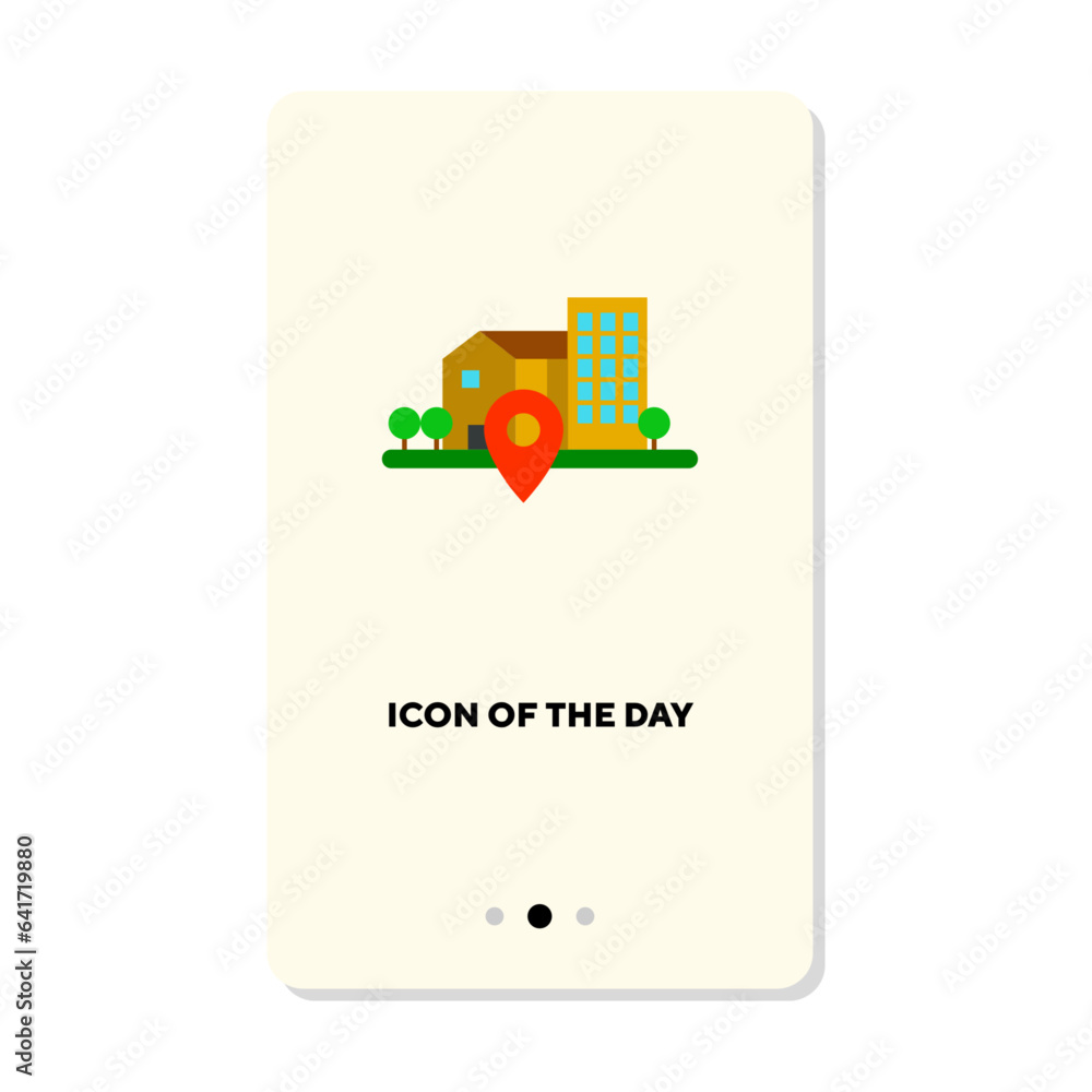 Poster location detection vector icon. site, bulding isolated vector sign. place and technology concept. ve