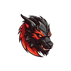 Angry red dragon with horns, Dragon mascot head illustration, E-sports team mascot logo template design isolated on background, Team Emblem or sign, T-shirt print or poster design element