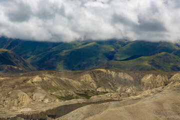 Amazing Desert Landscape of Upper Mustang Trek in Tibetan Himalayas of Nepal