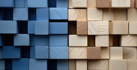 Acoustic studio wall from wooden blocks. Generative AI