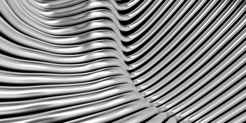 Abstract metal background. Silver steel stripes wavy pattern