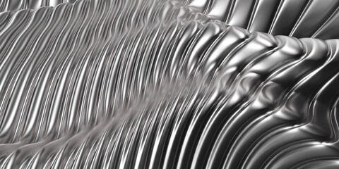 Abstract metal background. Silver steel stripes wavy pattern