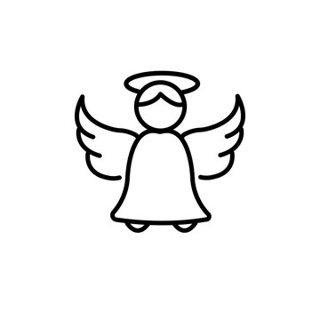 recommend clip art: Holy angel line icon. linear style sign for mobile concept and web design. Angel with wings and halo outline vector symbol. Symbol, logo illustration.