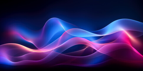 Abstract background with purple and blue wavy motion, color waves background on black. 