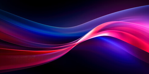 Naklejka premium Abstract background with purple and blue wavy motion, color waves background on black. 