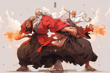 Chinese martial art tai chi and white background