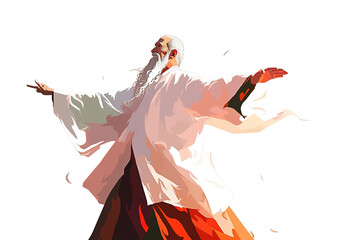 Fototapeta premium Chinese martial art tai chi and white background