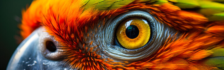 Vivid Close-up Portrait of Exotic Parrot with Captivating Colorful Plumage. Generated AI