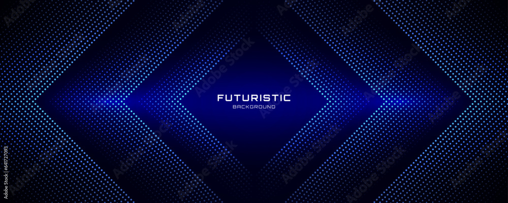 Poster 3d blue techno abstract background overlap layer on dark space with glowing dots shape decoration. m