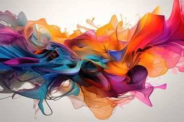 Colorful ink paints on white background