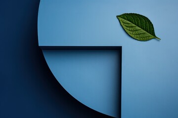 fresh mint plant leaves on a blue podium close-up, ai tools genrated image