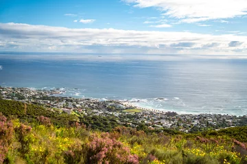 Deurstickers View of Camps bay from Kloof Corner hike at sunset in Cape Town, Western Cape, South Africa © pierrick