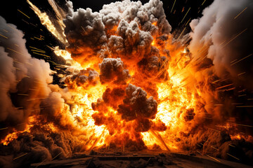 Huge fire explosive background, nuclear art, war scenes, photo-realistic, nuclear detonation, Hollywood explosion. explosion on desert. 