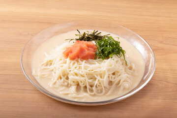 豆乳　明太子　冷やしそうめん