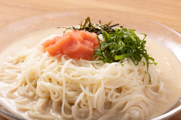 豆乳　明太子　冷やしそうめん