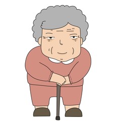 A drawing of a gray-haired grandmother with a calm face. on a white background
