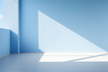 Obraz premium Modern Minimalistic Clean Blue Wall Background with copy space.