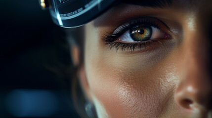 Closeup of female with military hat. Confident, service trained concept