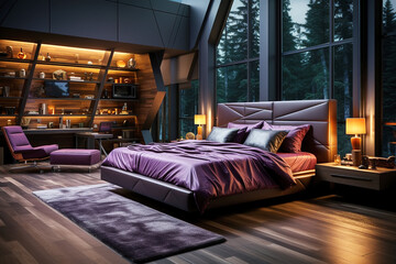 High-end mansion bedroom interior view