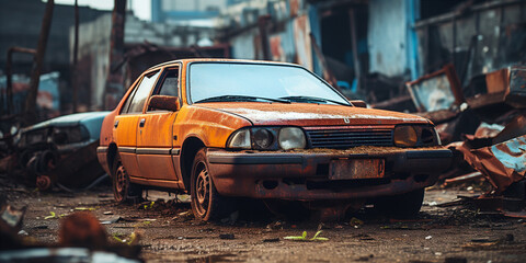 old abandoned car.  