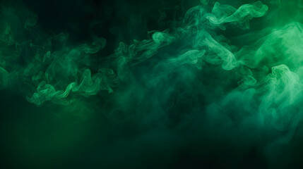 Green smoke textured on black background.