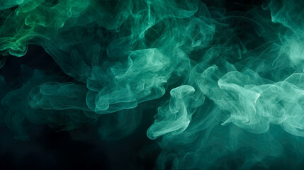 Obraz premium Green smoke textured on black background.