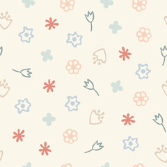 Vector seamless pattern with cute flowers. Perfect for card, fabric, tags, invitation, printing, wrapping.