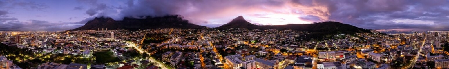 Fototapeta na wymiar Aerial view of Cape Town city centre at sunset in Western Cape, South Africa