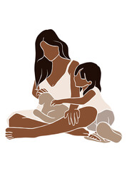 Abstract mother holding a baby illustration. Vector illustration.