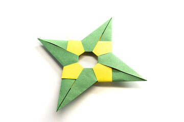 Origami modular star on a white background. paper star. paper craft