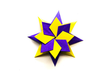 Origami modular star on a white background. paper star. paper craft