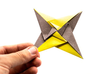 Origami modular star on a white background. paper star. paper craft