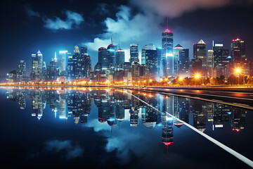 AI outdoor urban night view