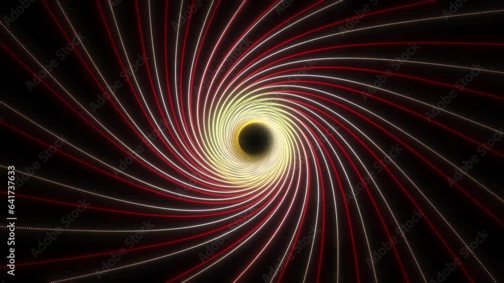 Poster abstract glowing circle shape animation on black background. round shape glowing neon line motion de