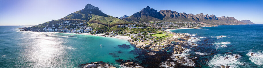 Aerial view of Clifton beach in Cape Town, Western Cape, South Africa