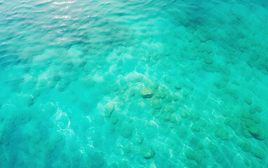 Fototapeta na wymiar Calm clear blue sea water background. Blue azure sea water texture